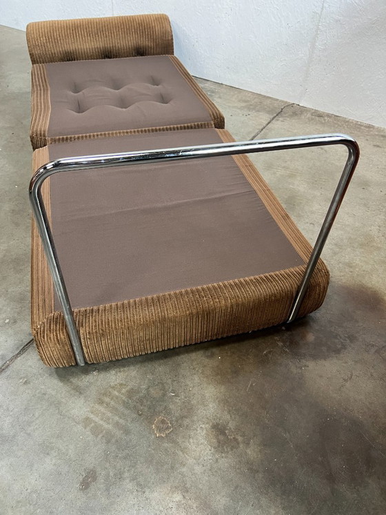 Image 1 of Vintage Fauteuil, Daybed/uitklapbed, Bruin Corduroy, 1970