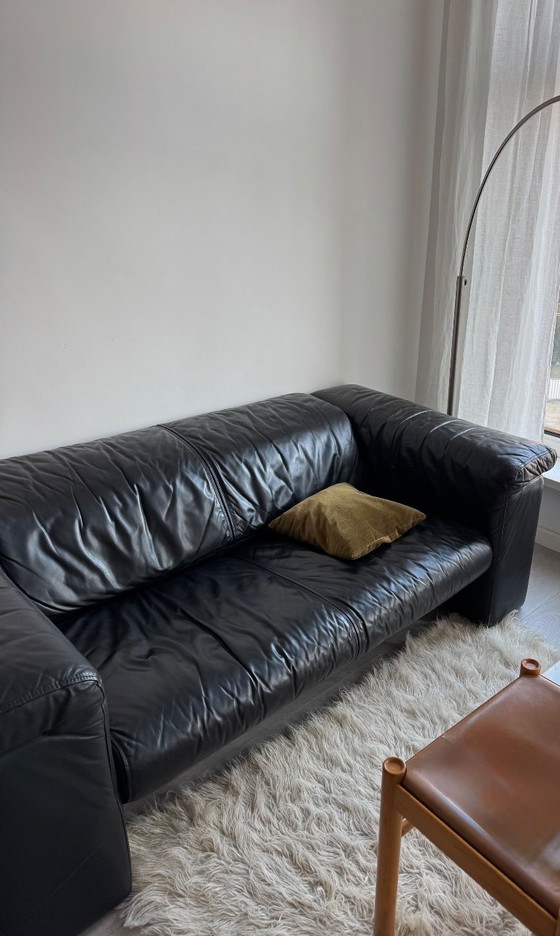 Rolf Benz 6800, 2 seaters, Leather, Black, Vintage (photo 2 of 5)