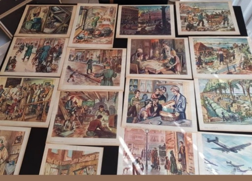 Set unico di 18 tabelle scolastiche storiche