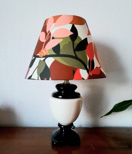 Lampe céramique vintage et abat-jour aux fruits 