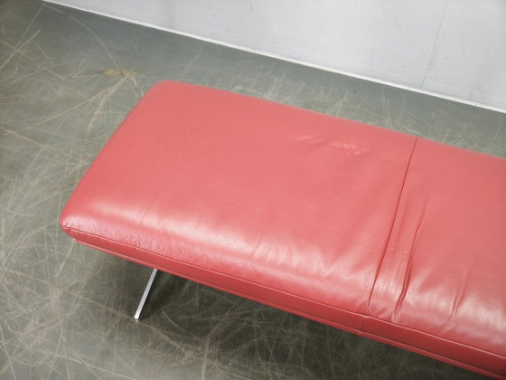 Image 1 of German Koinor Leather Bench with Brushed Stainless Steel Base 2020s
