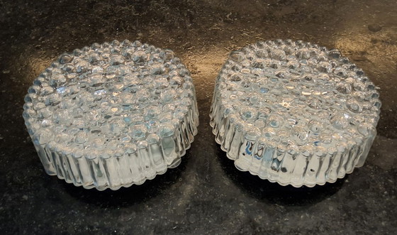 2 Vintage "bubble" glass ceiling or wall lights; Helena Tynell 1960s – Glashütte Limburg, Metal (photo 2 of 15)