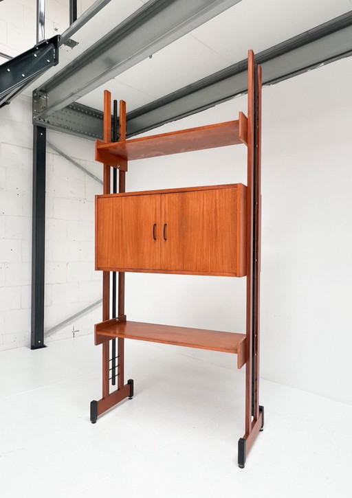 Unique freestanding teak bookcase from Italy, 1960's