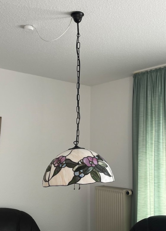 Image 1 of Lámpara de techo estilo Tiffany, luminaria, lámpara colgante de vidrieras, Art Nouveau