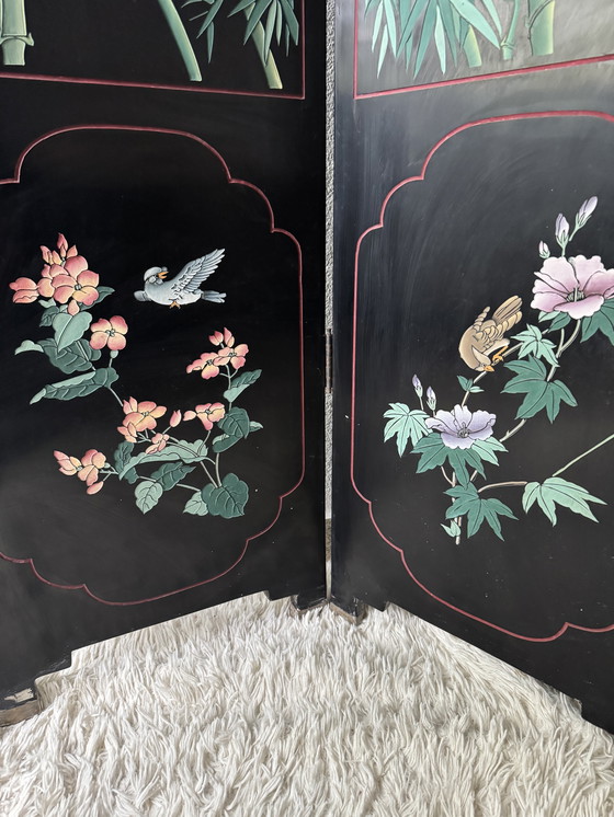 Image 1 of Biombo chino antiguo lacado de Coromandel