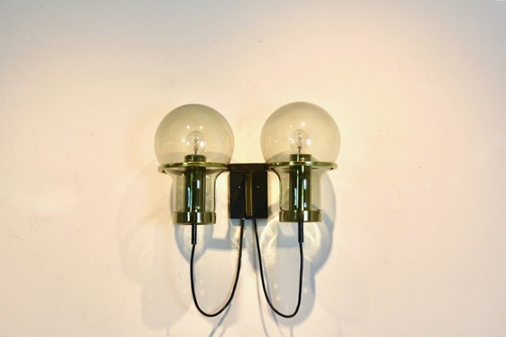 Raak Amsterdam Double Maxi Globe Wandlamp, Wandlampen, Metaal, Messing, Mid Century Modern (foto 3 van 12)