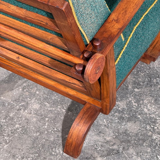 Poltrona Art Déco con schienale regolabile, Cecoslovacchia, anni '30 – Poltrone, Tessile, Legno (photo 10 of 14)
