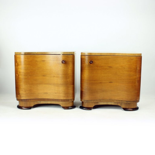 Art Deco Bedside Tables By Jindřich Halabala For Up Závody, 1930s