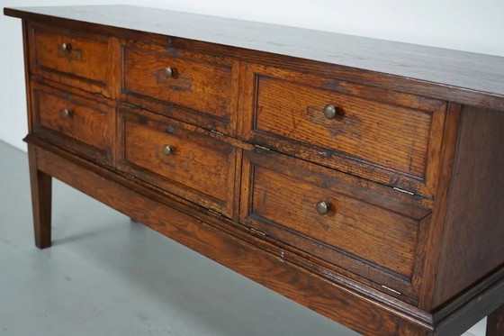 Image 1 of Armoire de pharmacie/classeur ancienne en chêne français, avec portes à charnières, début du XXe siècle