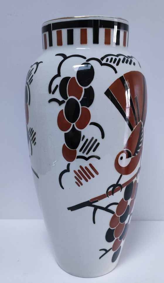 Image 1 of Art Deco vase by Keller Guérin, "Ceylon" bird