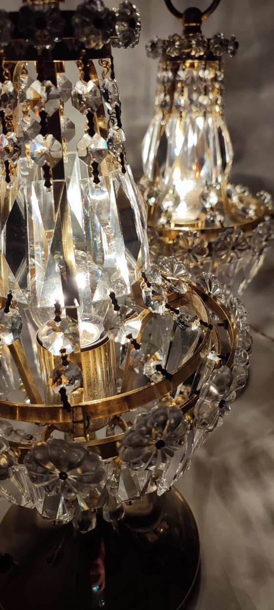 Image 1 of Paire de lampes de table en cristal (Espagne, années 1980)