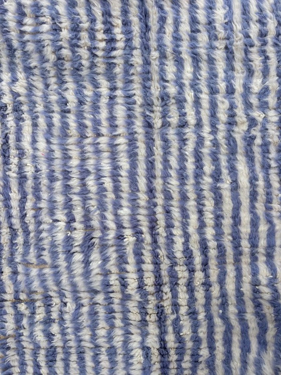 Image 1 of Moroccan Beni Ouarain Rug 200x310 cm Handmade Wool Rug Large Blue White Berber Carpet Free Shipping Hand Knotted Atlas Mountains