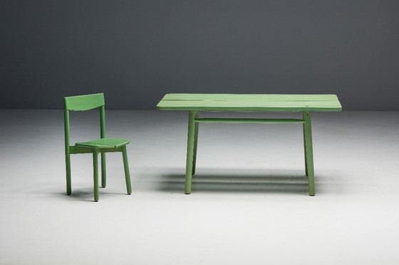 Image 1 of Groene eetkamerstoelen van Pierre Gautier Delaye, Frankrijk, 1965