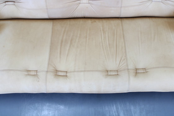 Image 1 of Eiken Scandinavische 3-zitsbank uit 1960 met lederen bekleding