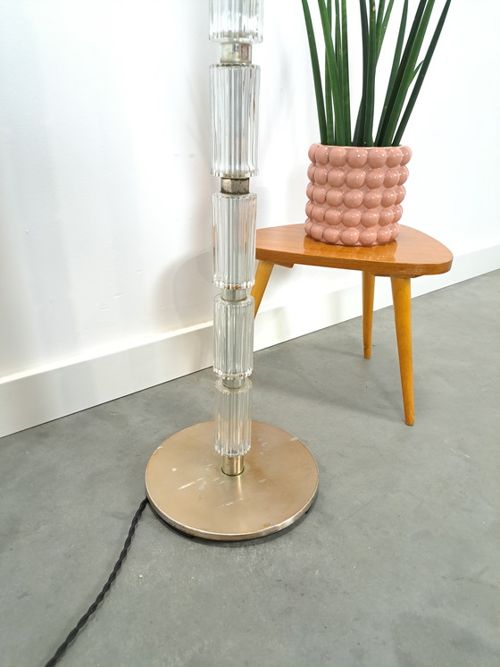 Image 1 of Lampada da terra in vetro anni '70 con cromo vintage
