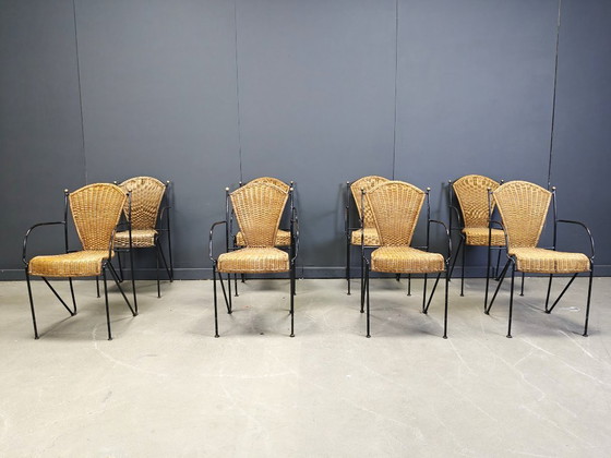 Image 1 of Korbstühle von Frederick Weinberg, 1960er Jahre, 8er-Set