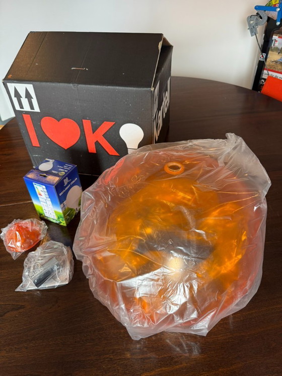 Image 1 of Juego de 7 lámparas colgantes Kartell FL/Y – naranja transparente – clásicos del diseño en perfecto estado