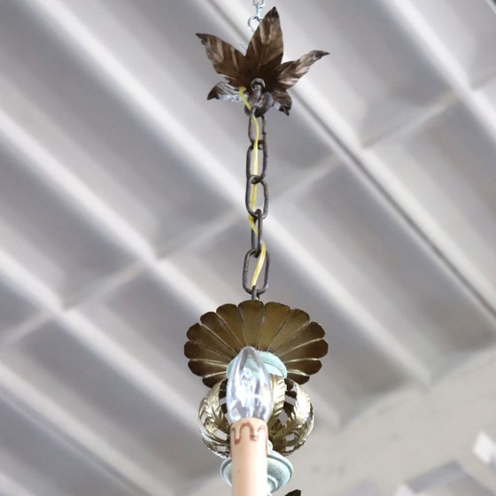 Lustre en bois laqué et fer, 12 ampoules, Italie, début du XXe siècle – Wood (photo 11 of 13)