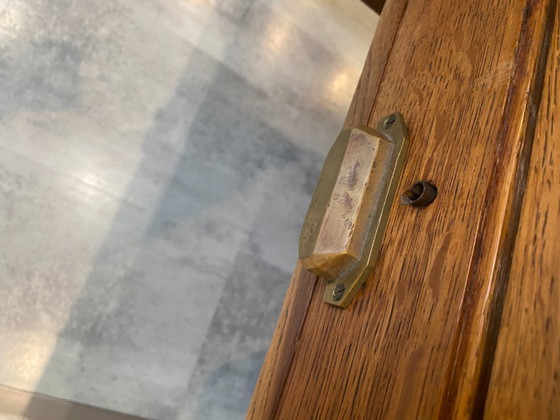 Image 1 of Scrivania a 5 cassetti in legno massello di rovere, 150x85cm, circa 1950