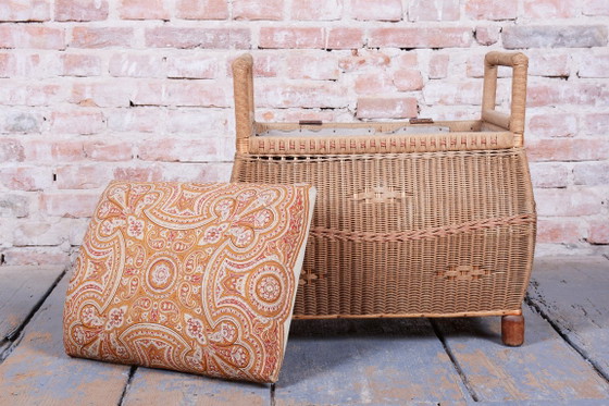 Original Art Deco Stool, Wood, Hemp, Well-Preserved Condition, Czech, 1940s – Footstools & poufs, Textile (photo 6 of 13)