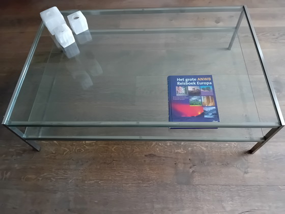 Image 1 of Tavolino da caffè in vetro e acciaio