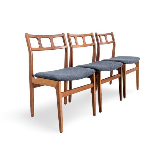 Image 1 of Set van 3 originele mid-century stoelen, Deens design, teakhout, vintage jaren 60.