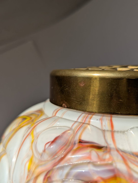 Image 1 of Jarrón bola art déco,Henri Heemskerk, vidrio y opalina, amarillo,púrpura, naranja, años 30