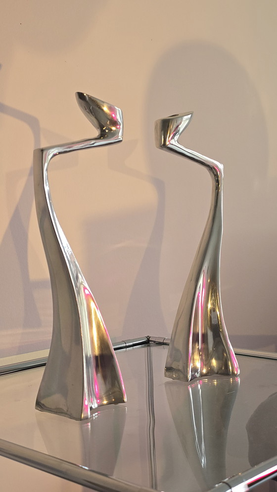 Image 1 of Original Matthew Hilton "Swan" Candlesticks (33cm) – Design icon SCP