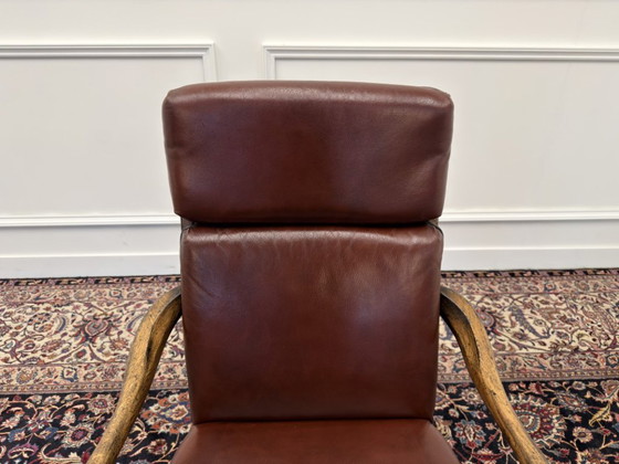 Sedia da ufficio Chesterfield classica inglese rosso bordeaux – Sedie da ufficio, Leather, Wood (photo 5 of 7)