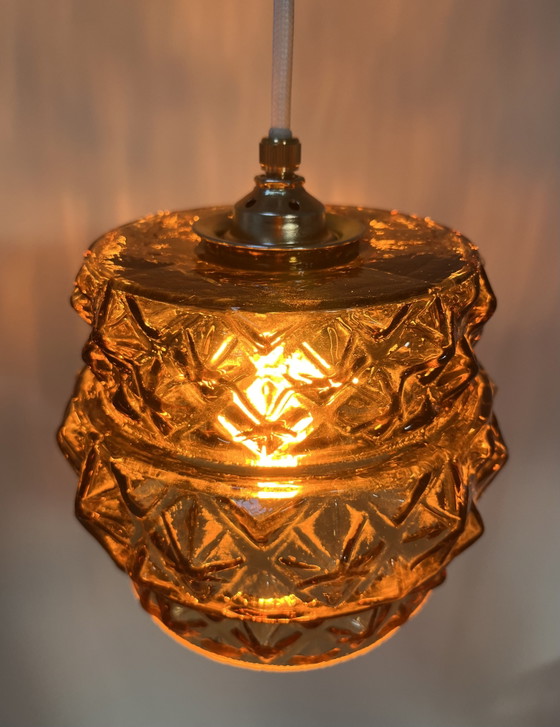 Vintage Amber Glazen Hanglamp – Hanglampen, Glass (photo 2 of 7)