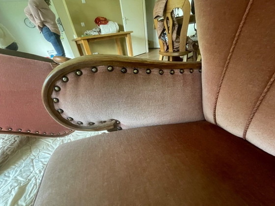 Image 1 of Set van 4 Art Deco fauteuils (ca. 1920-1950) | Opnieuw bekleed met roze fluweel