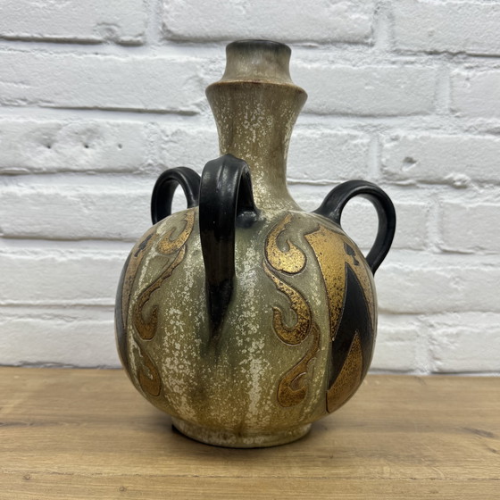 Image 1 of Roger Guérin - Brocca in ceramica Art Déco a quattro manici - Carte da gioco