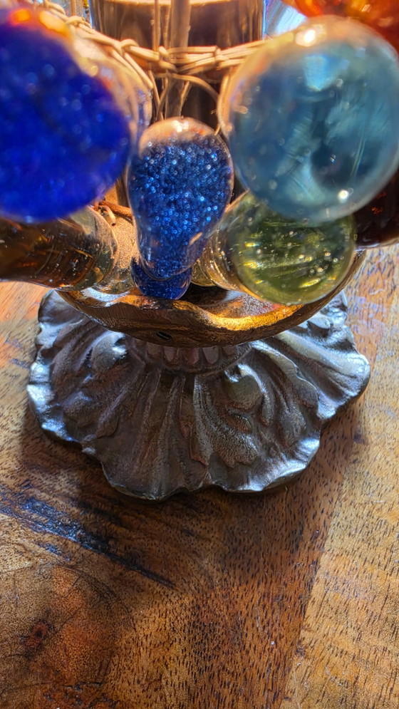 Image 1 of Lampada da tavolo vintage in stile Hollywood Regency con grappolo d'uva in vetro artistico | Vetro lavorato a mano | Un oggetto 