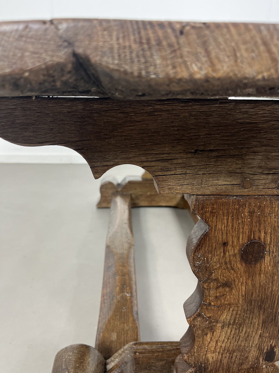 Image 1 of Brutalist vintage rustic 19th-century oak table France