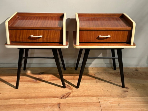 Image 1 of Prachtig vintage rockabilly tv meubel & 2 kastjes