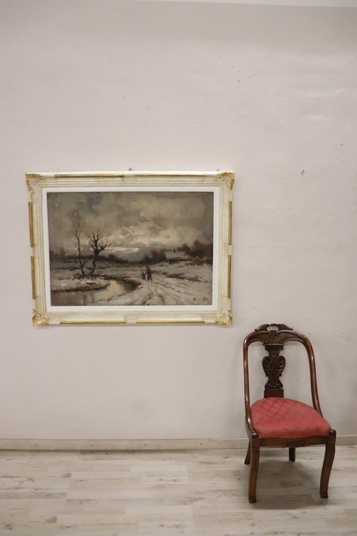 Ölgemälde auf Leinwand, Winterlandschaft, signiert Karpoff