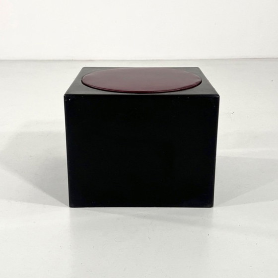 Image 1 of Black & Burgundy Cube Stool Il Kubile from MIM Roma, 1970s