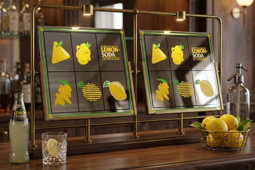 Paire de miroirs LEMON SODA vintage extrêmement rares – Pop Art original des années 1970