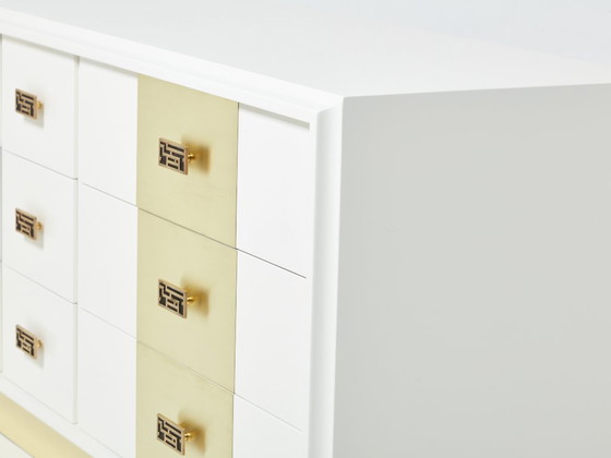 Image 1 of Cassettiera in ottone laccato bianco sporco di Luciano Frigerio, anni '70