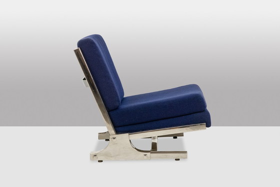 Image 1 of Valérian Rybar Pair of armchairs and pouf in chromed steel. 1970s