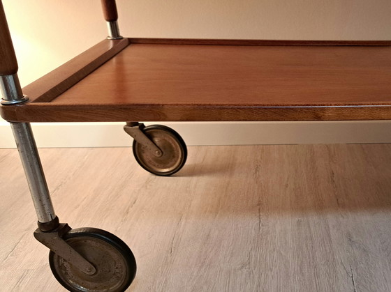 Image 1 of Mid-Century Servierwagen im Thonet-Stil – Teak & Chrom, Designklassiker der 1960er Jahre