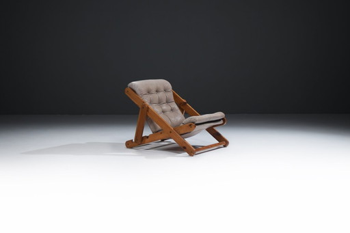 Fauteuil pliant Kon Tiki en cuir rare, conçu par Gillis Lundgren pour IKEA Suède.