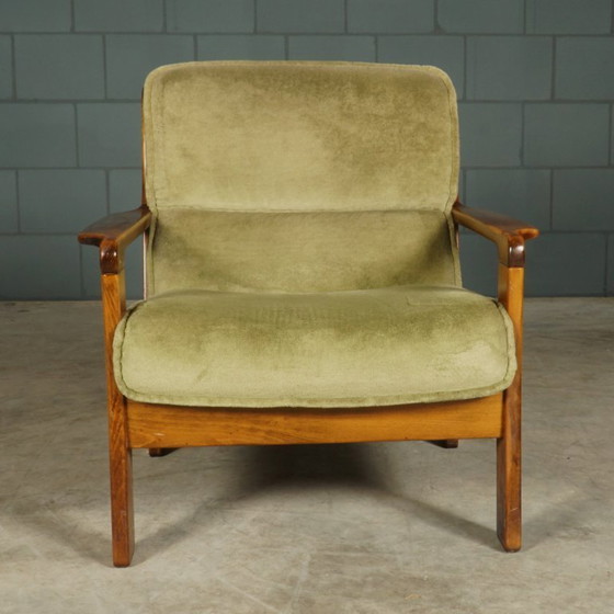 Image 1 of Vintage Deense zithoek/zitgroep – notenhout – jaren 60/70