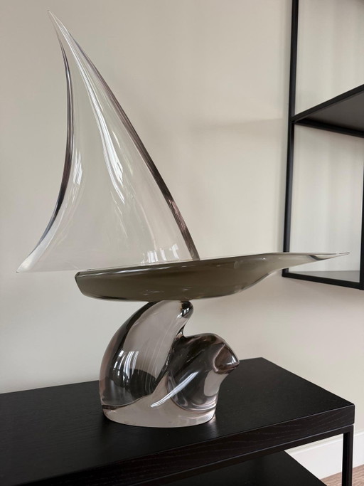 Großes einzigartiges Segelschiff aus Glas – vermutlich Murano-Glas – 78 cm hoch