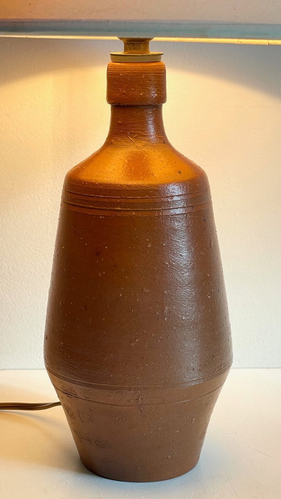 Image 1 of Vintage Portuguese glazed stoneware handcrafted lamp