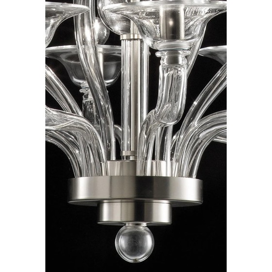 Image 1 of Modern Transparent Linear Murano Glass Chandelier