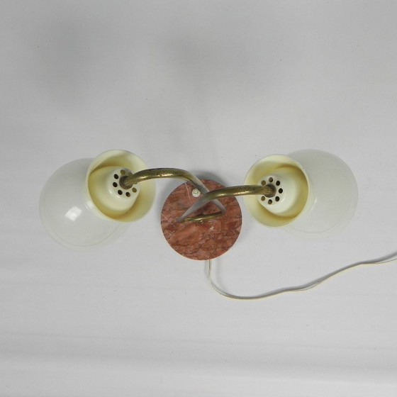 Image 1 of Table lamp with 2 plastic shades on marble base, 1950s