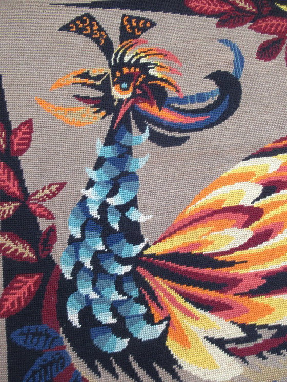 Image 1 of Grande TAPISSERIE ROYAL PARIS " l'oiseau d'or " 79cm x 63cm - JEAN LURCAT - JEAN PICARD LEDOUX