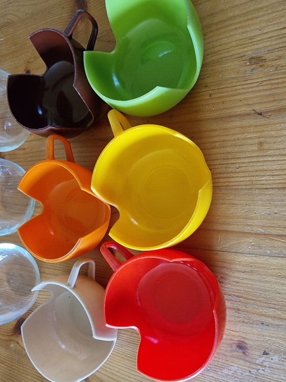 Set van 6 theeglazen in mid-century space age-stijl – Gemaakt in Nederland (jaren 70) – Servies, Glass (photo 3 of 7)