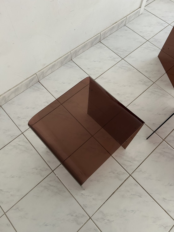 Image 1 of Vintage space age bijzettafels plexi wandsysteem